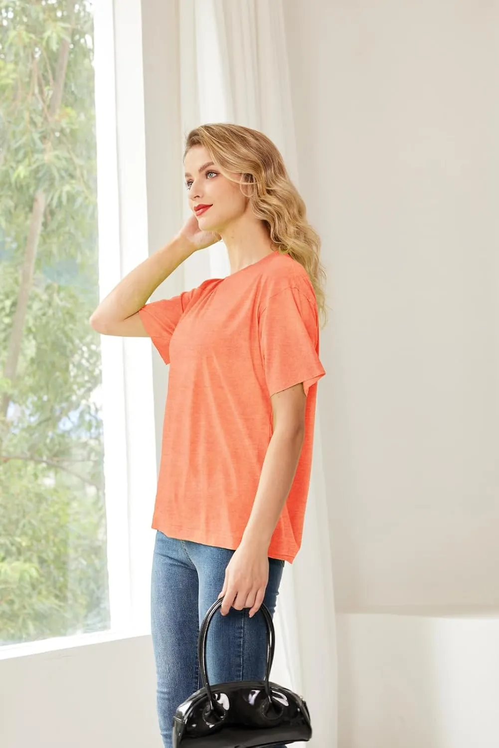 Womens Oversized T Shirts Loose Fit Crewneck Short Sleeve Summer Tops