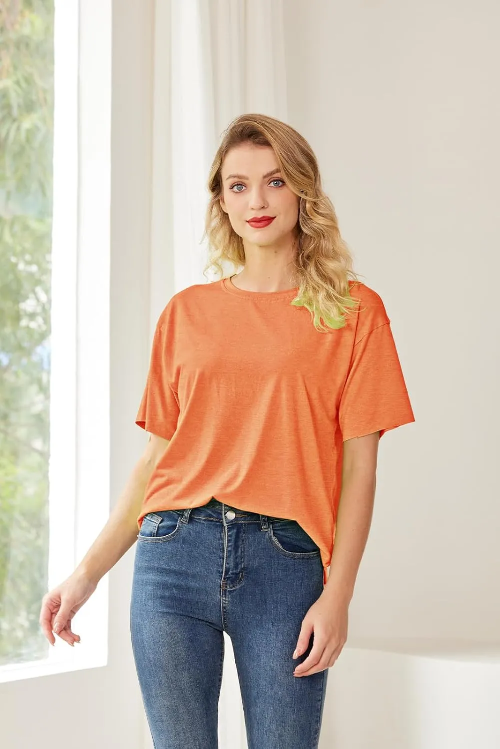 Womens Oversized T Shirts Loose Fit Crewneck Short Sleeve Summer Tops