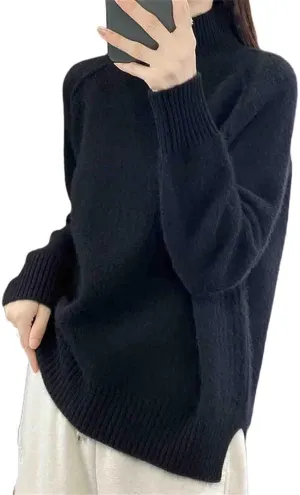 Women's Oversized Turtleneck Solid Sweaters