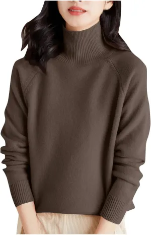 Women's Pullover Sweaters Dressy Turtleneck Oversized Sweater Trendy Fall Tops for Women 2024 Ribbed Knit Pullover