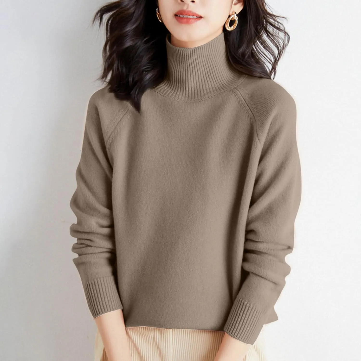 Women's Pullover Sweaters Dressy Turtleneck Oversized Sweater Trendy Fall Tops for Women 2024 Ribbed Knit Pullover