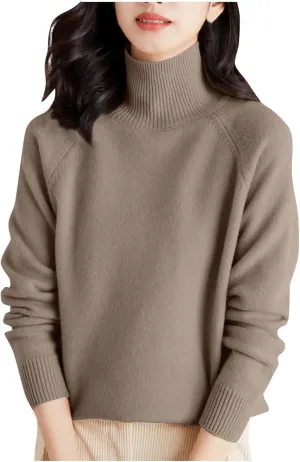 Women's Pullover Sweaters Dressy Turtleneck Oversized Sweater Trendy Fall Tops for Women 2024 Ribbed Knit Pullover