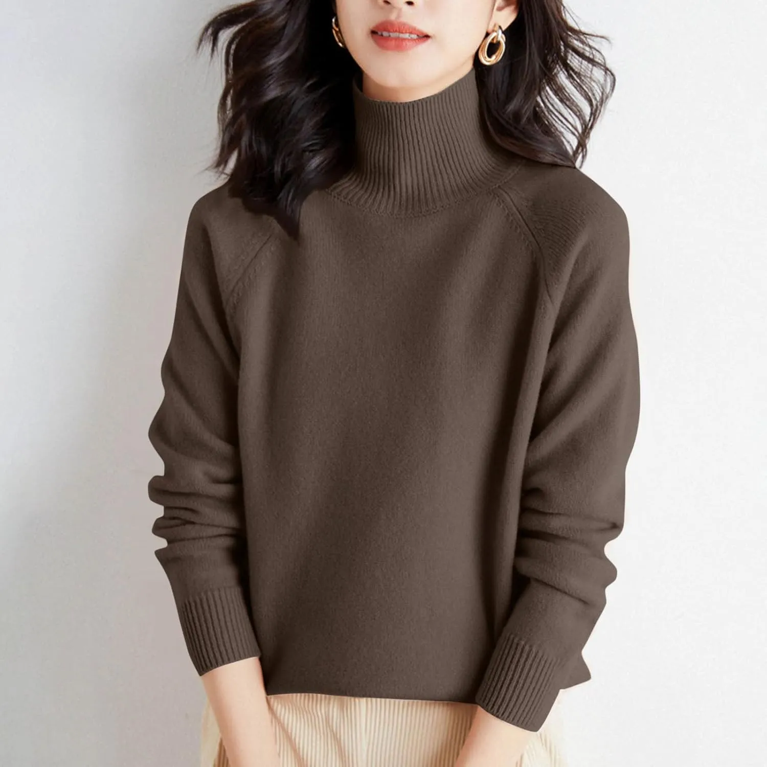 Women's Pullover Sweaters Dressy Turtleneck Oversized Sweater Trendy Fall Tops for Women 2024 Ribbed Knit Pullover