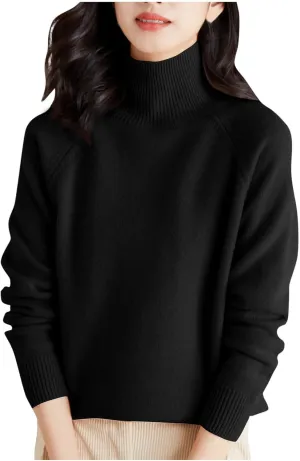Women's Pullover Sweaters Dressy Turtleneck Oversized Sweater Trendy Fall Tops for Women 2024 Ribbed Knit Pullover