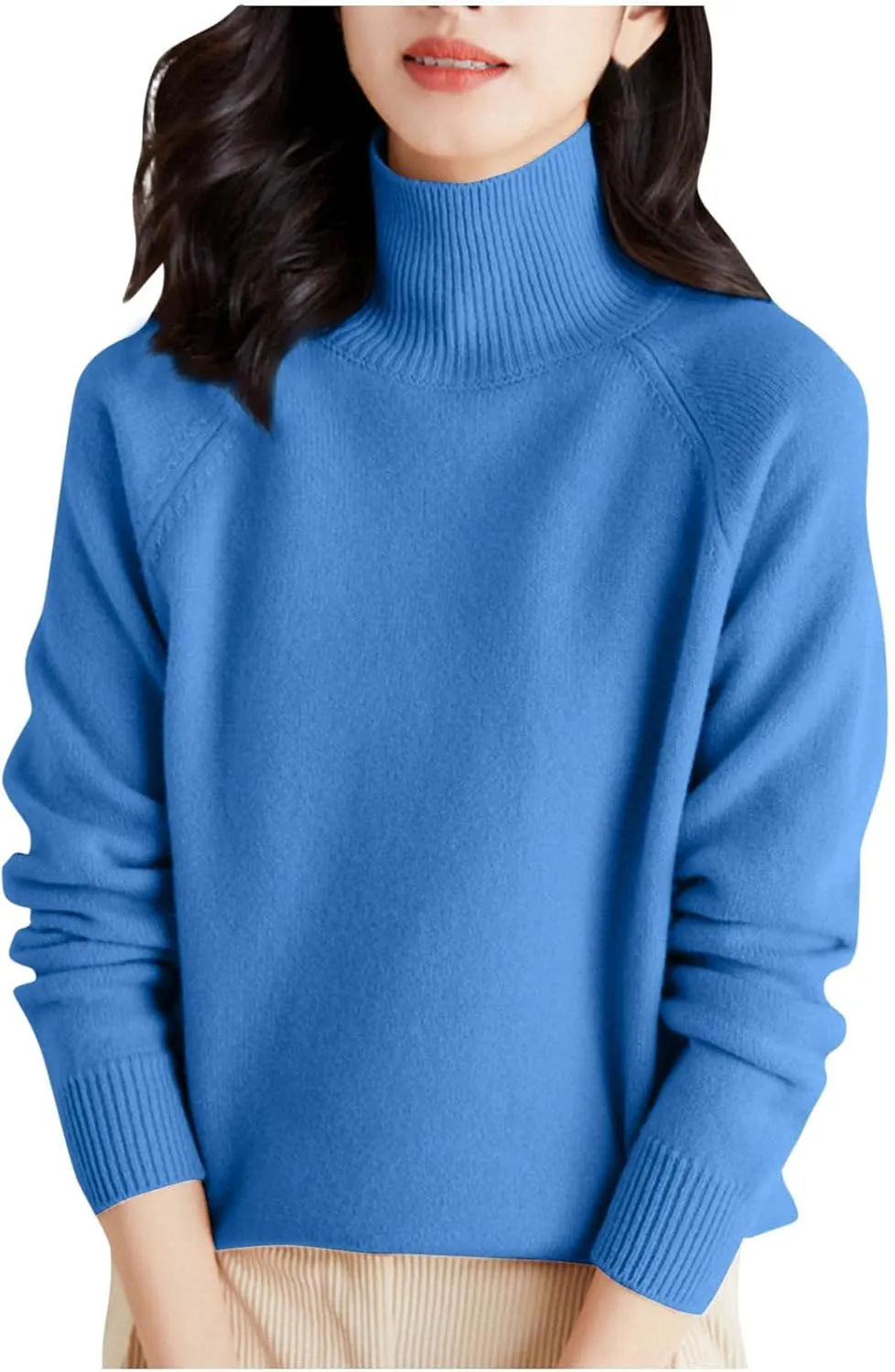 Women's Pullover Sweaters Dressy Turtleneck Oversized Sweater Trendy Fall Tops for Women 2024 Ribbed Knit Pullover