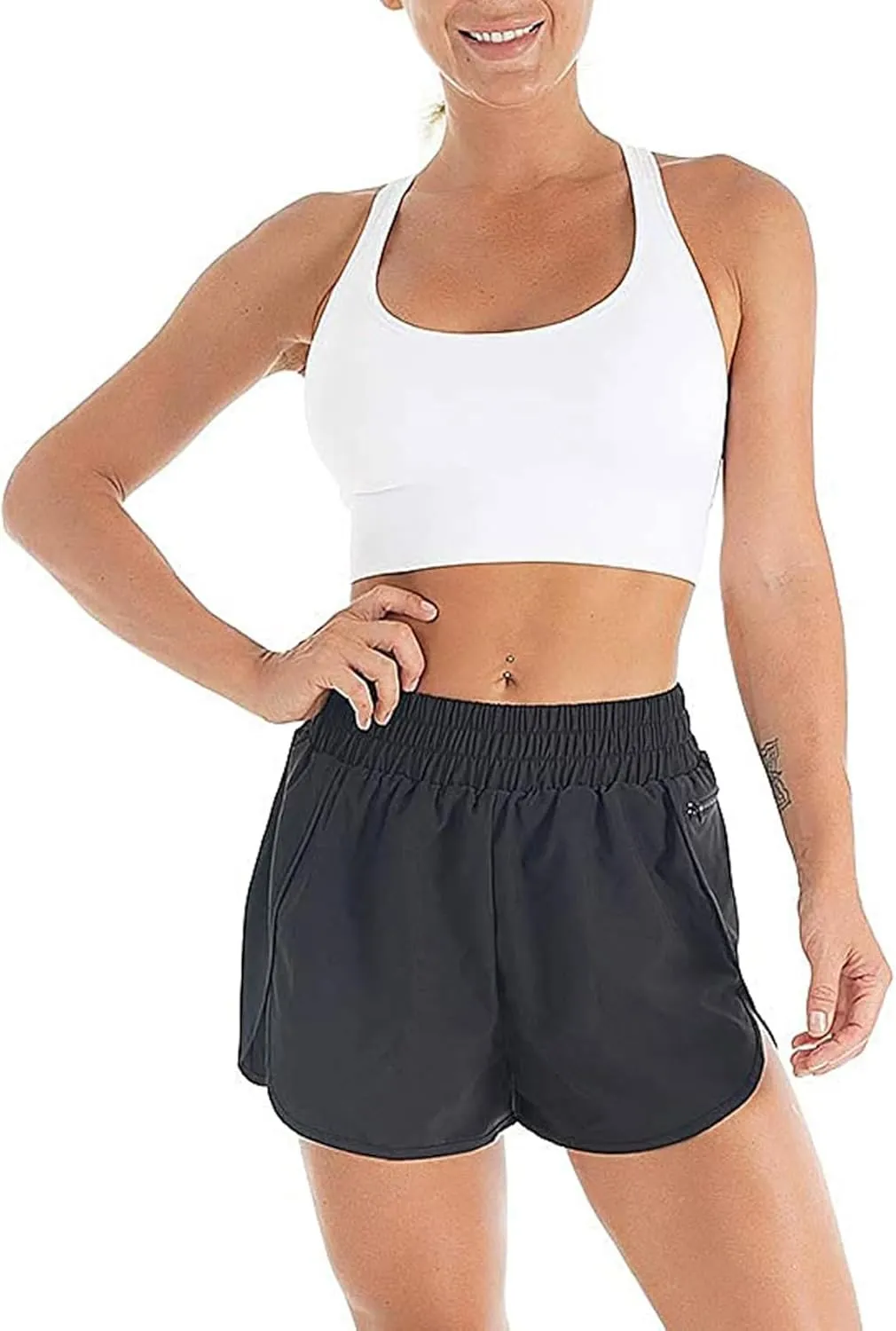 Women's Quick-Dry Running Shorts - Workout Sport Layer Active Shorts with Pockets