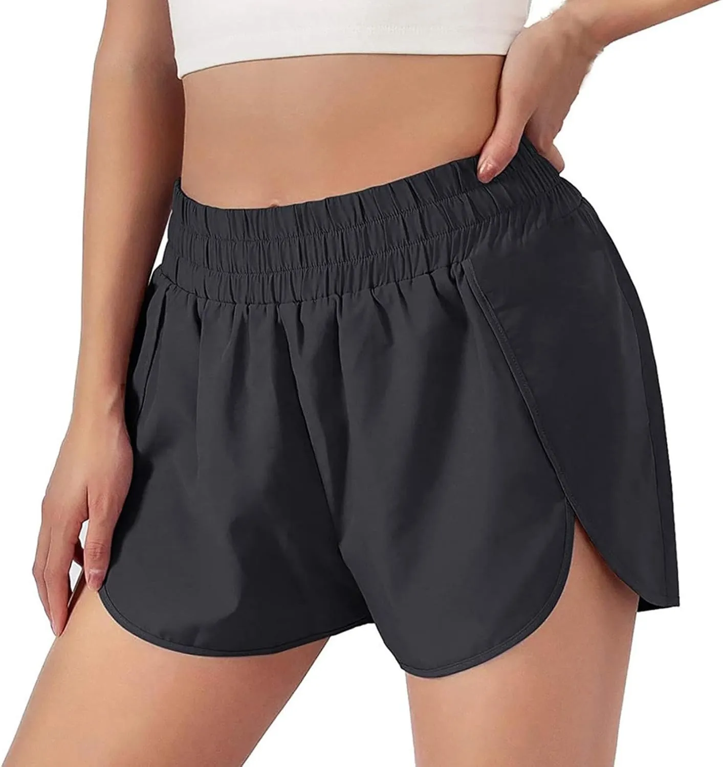 Women's Quick-Dry Running Shorts - Workout Sport Layer Active Shorts with Pockets
