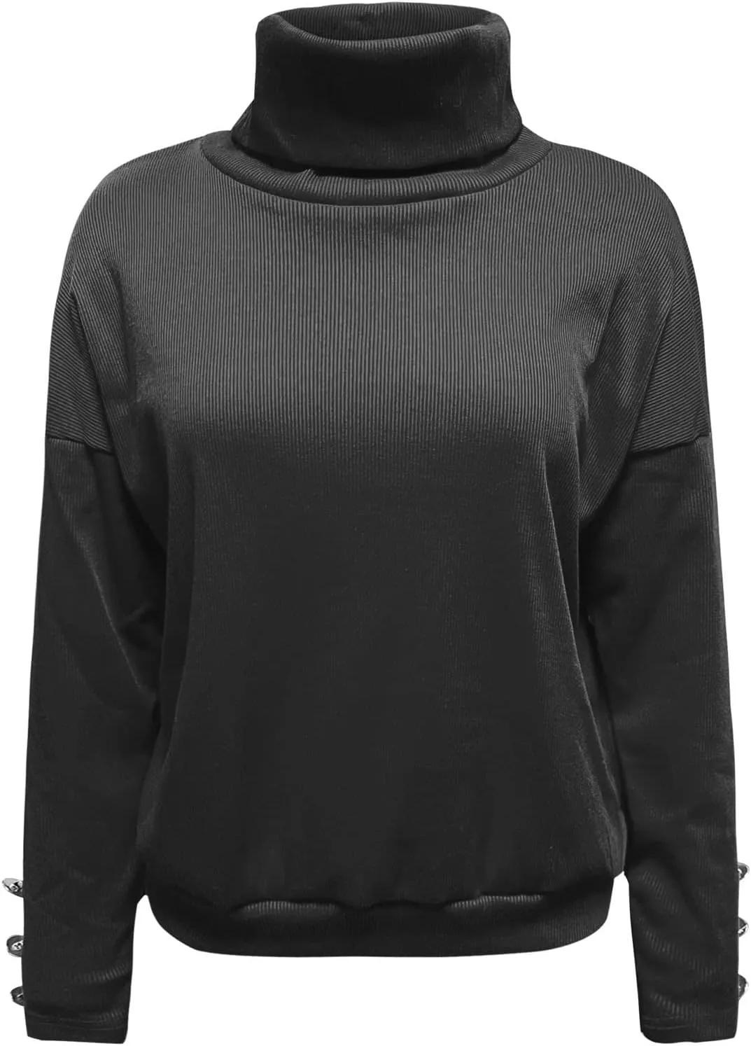 Women's Ribbed Knit Sweater Long Sleeve Turtleneck Trendy Sweaters Comfortable Loose Fit Sweaters