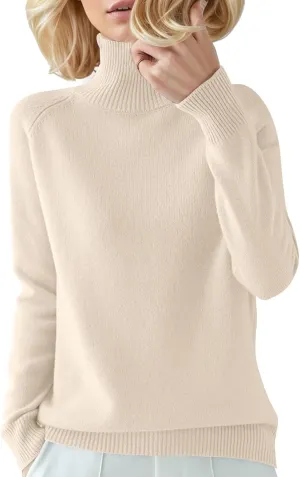 Women's Ribbed Turtleneck Sweater Solid Long Sleeve Knitted Sweater Tops Loose Basic Thicken Warm Pullover Jumpers