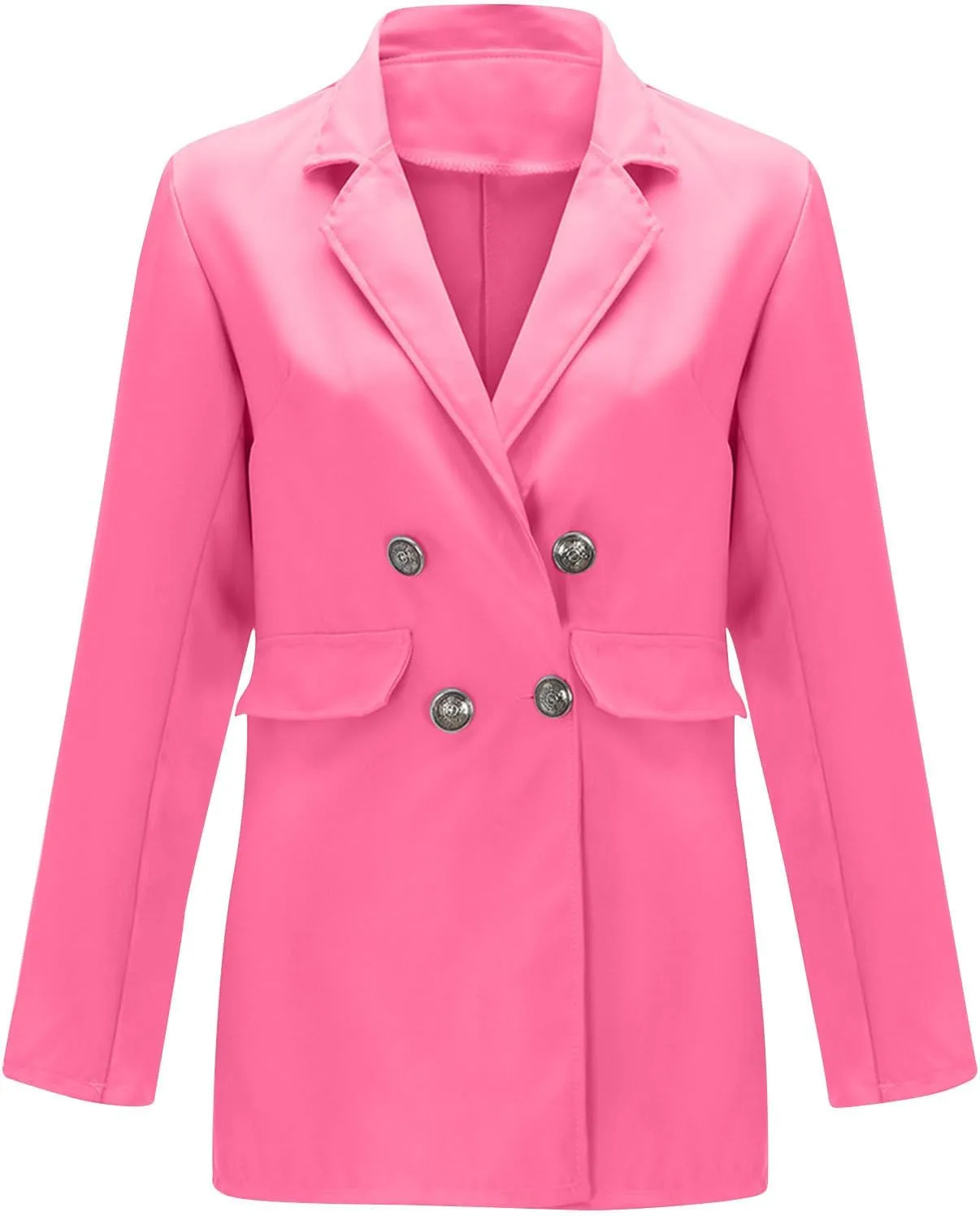 Womens Solid Long Sleeve Lapel Blazers Open Front Business Casual Tailored Jackets with Pockets Office Work Suit Coat
