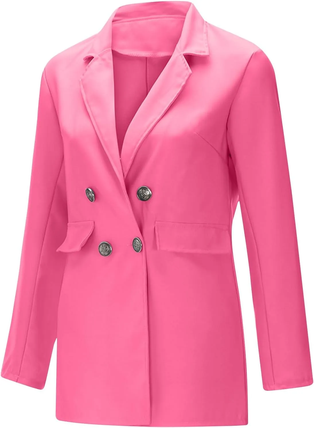Womens Solid Long Sleeve Lapel Blazers Open Front Business Casual Tailored Jackets with Pockets Office Work Suit Coat