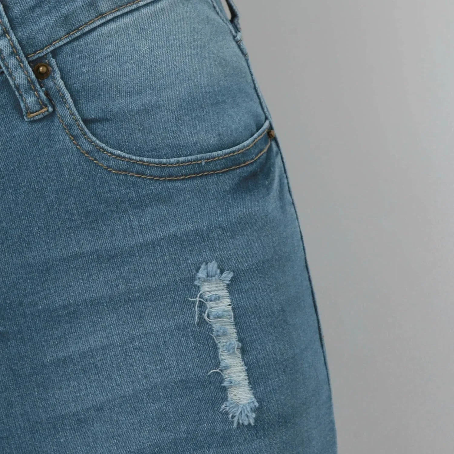 Womens Split Hem High Waist Denim Skorts Skirt Shorts Button Ripped Jeans Shorts Fringed Distressed Denim Mini Shorts