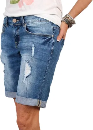 Womens Split Hem High Waist Denim Skorts Skirt Shorts Button Ripped Jeans Shorts Fringed Distressed Denim Mini Shorts