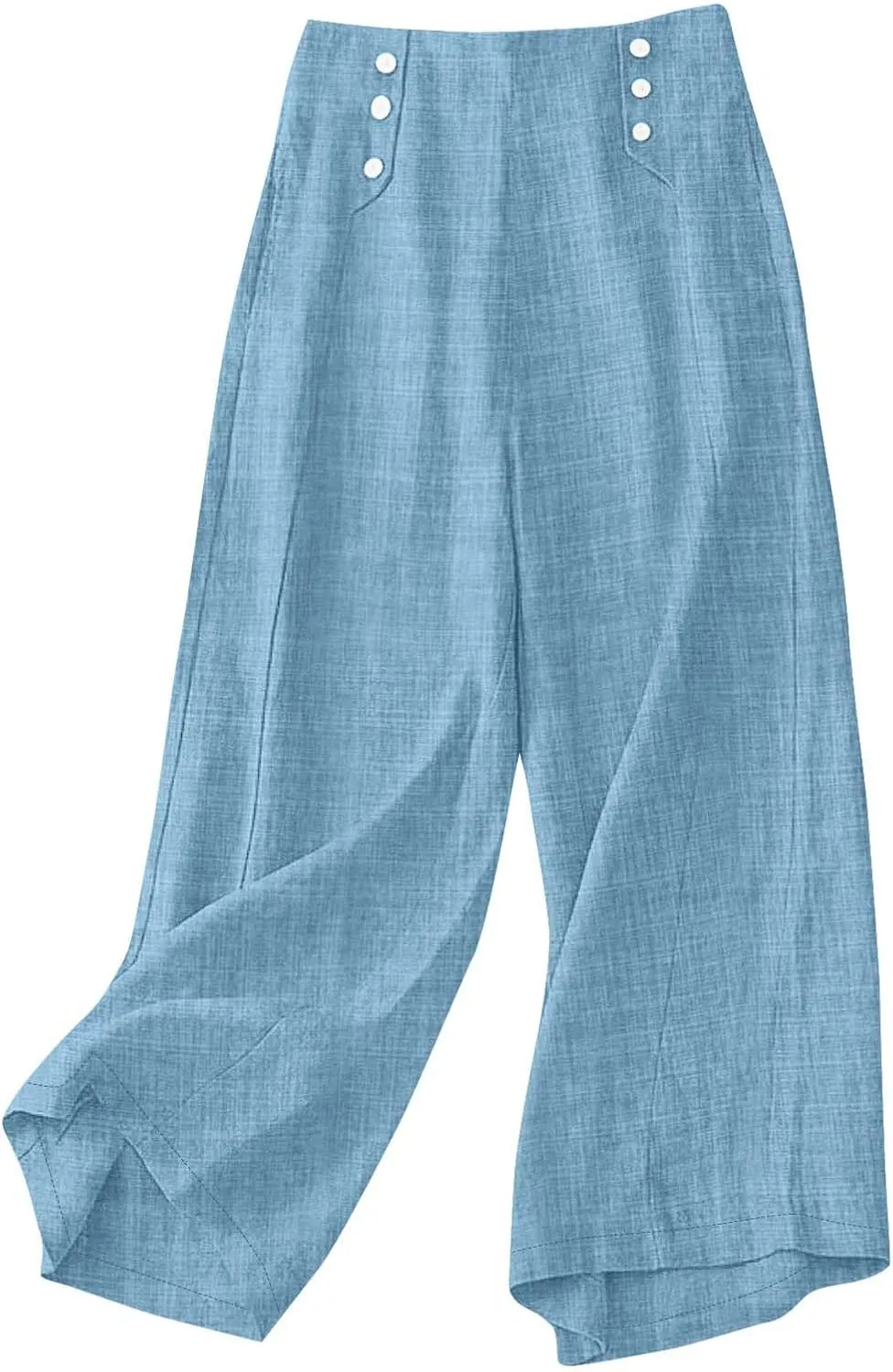 Womens Straight Wide Leg Pants with Pockets High Waisted Button Palazzo Trousers Casual Beach Travel Vacation Outfits
