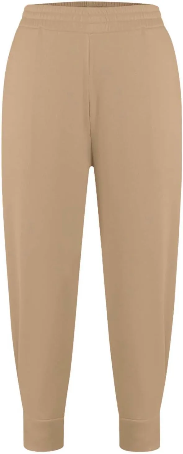 Women's Summer High Waist Sweatpants Solid Color Fleece-Lined Ankle Joggers Cozy Casual Lounge Wear
