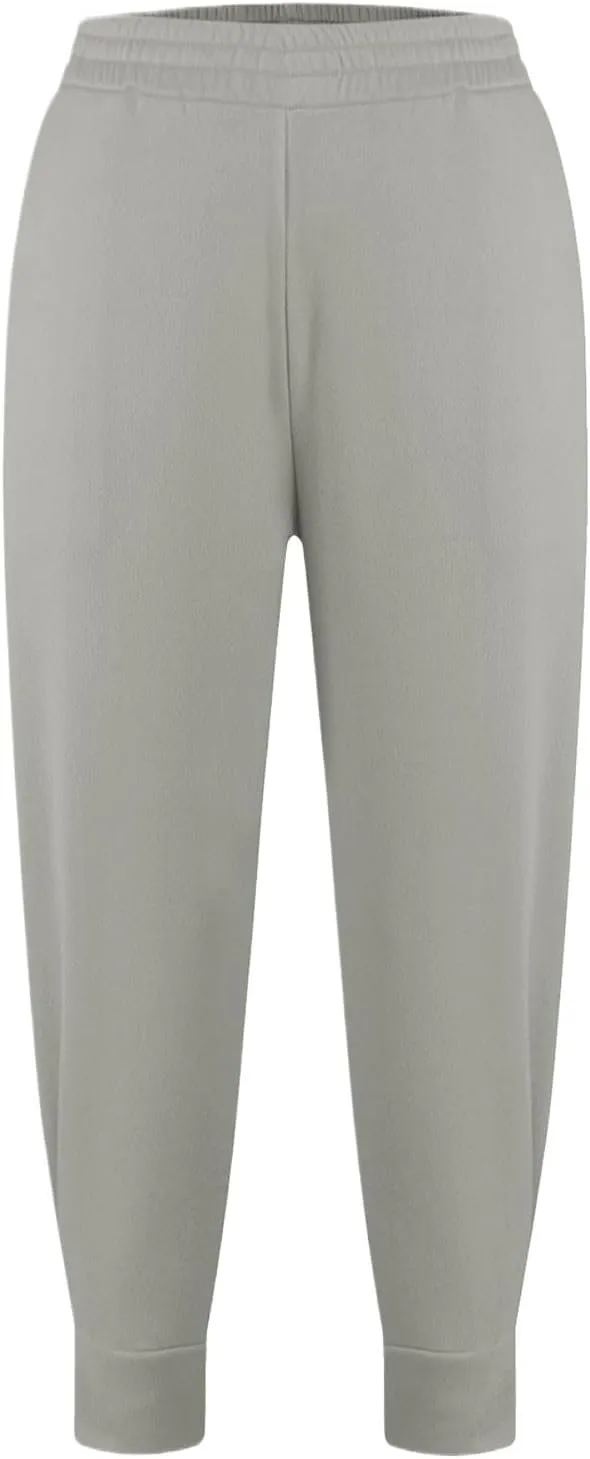 Women's Summer High Waist Sweatpants Solid Color Fleece-Lined Ankle Joggers Cozy Casual Lounge Wear