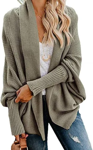 Women's Sweaters Cardigan Oversized Chunky Knit Kimono Slouchy Wrap Batwing Open Front Outwear Coat