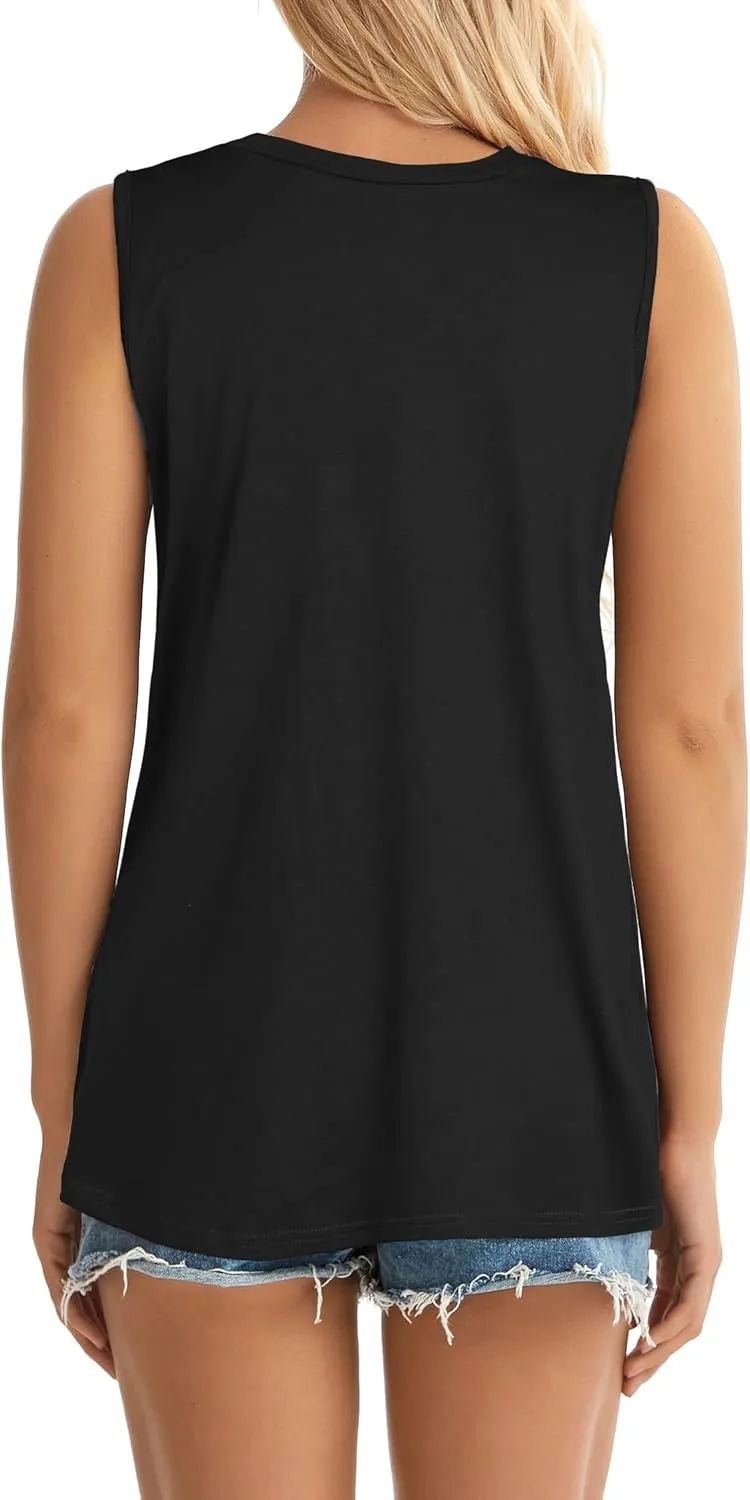 Womens Tank Tops Summer T Shirts Sleeveless Casual Loose Tunic Blouses
