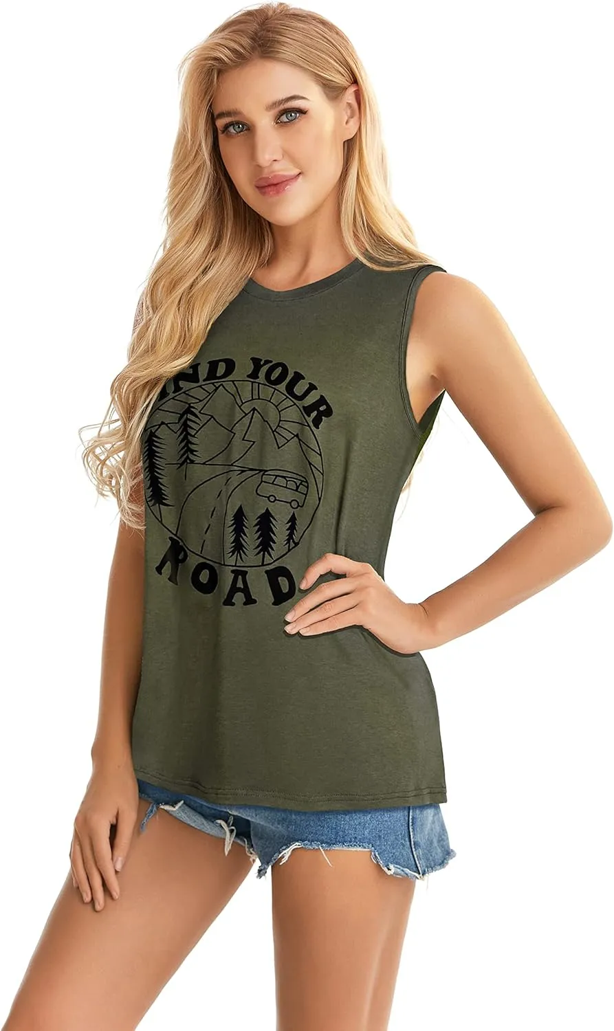 Womens Tank Tops Summer T Shirts Sleeveless Casual Loose Tunic Blouses