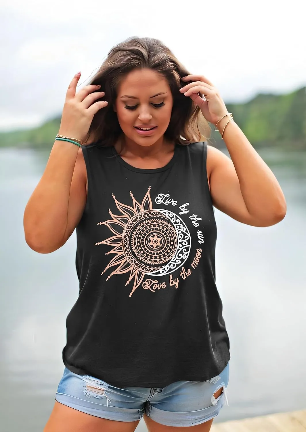 Womens Tank Tops Summer T Shirts Sleeveless Casual Loose Tunic Blouses