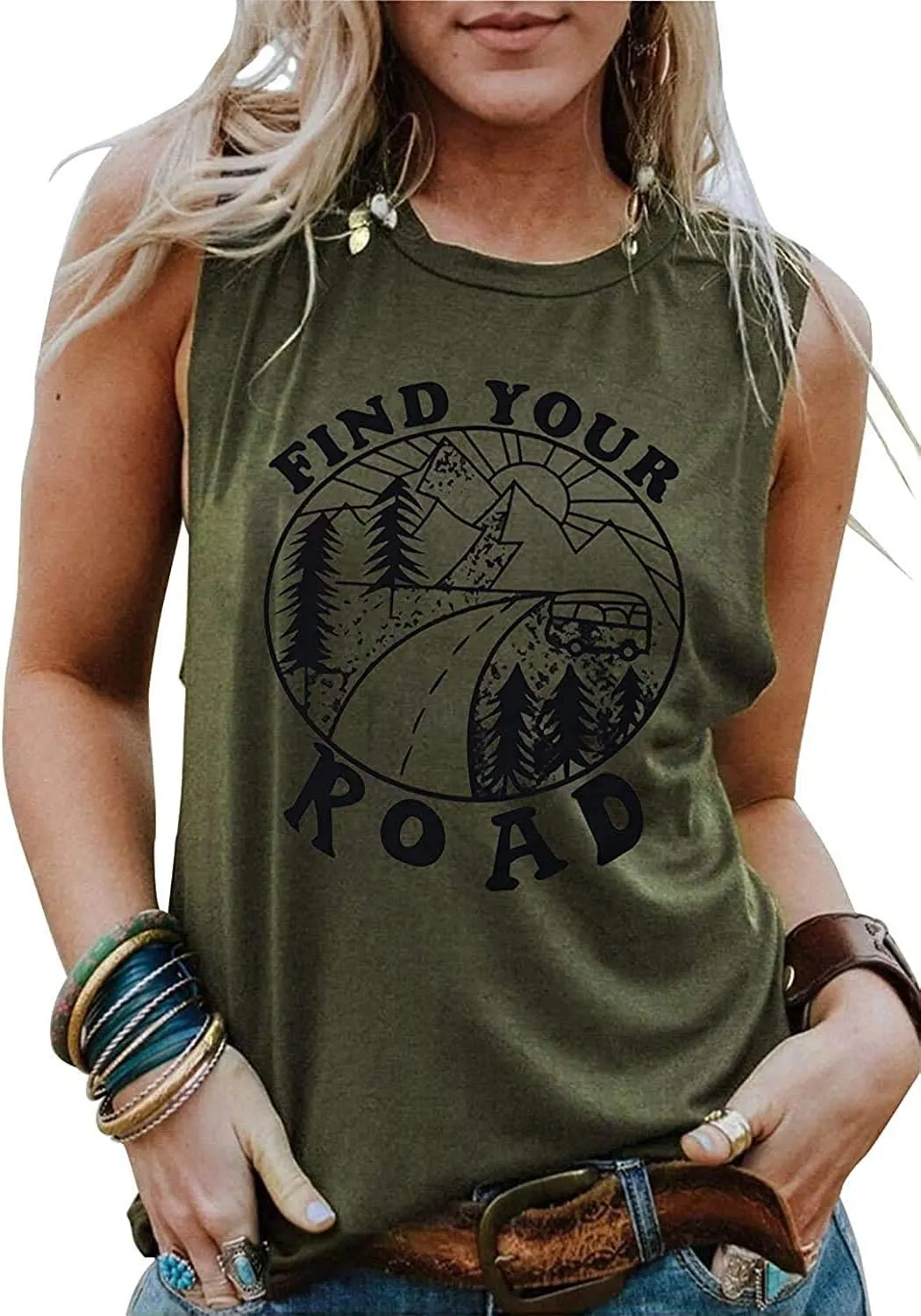 Womens Tank Tops Summer T Shirts Sleeveless Casual Loose Tunic Blouses