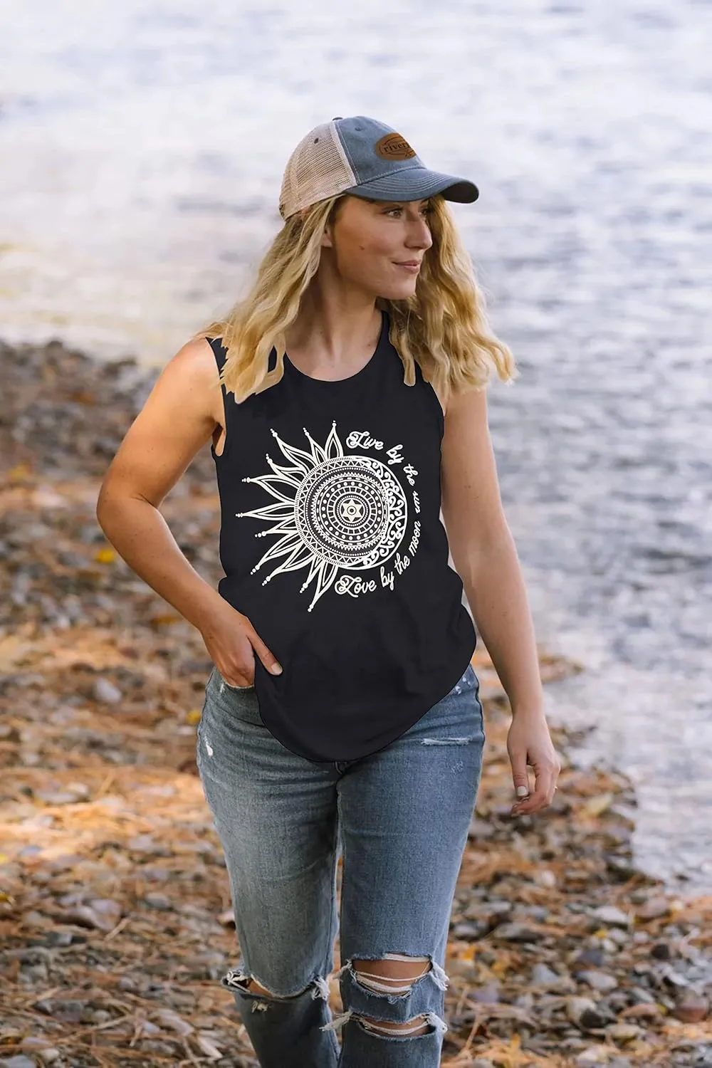 Womens Tank Tops Summer T Shirts Sleeveless Casual Loose Tunic Blouses