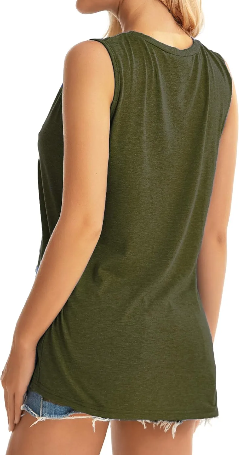 Womens Tank Tops Summer T Shirts Sleeveless Casual Loose Tunic Blouses