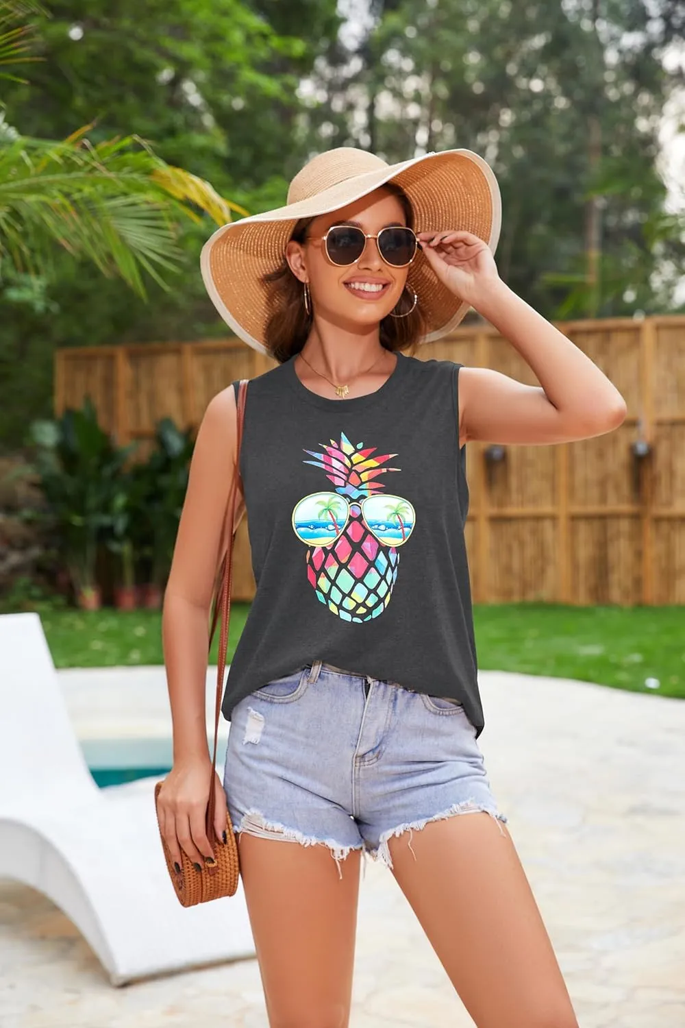 Womens Tank Tops Summer T Shirts Sleeveless Casual Loose Tunic Blouses
