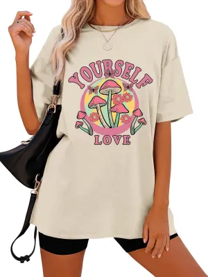 Women's Tops Oversized Tees for Women Oversized Tshirt Shirts Vintage Half Sleeve Loose T Shirts Summer Tunic Tops