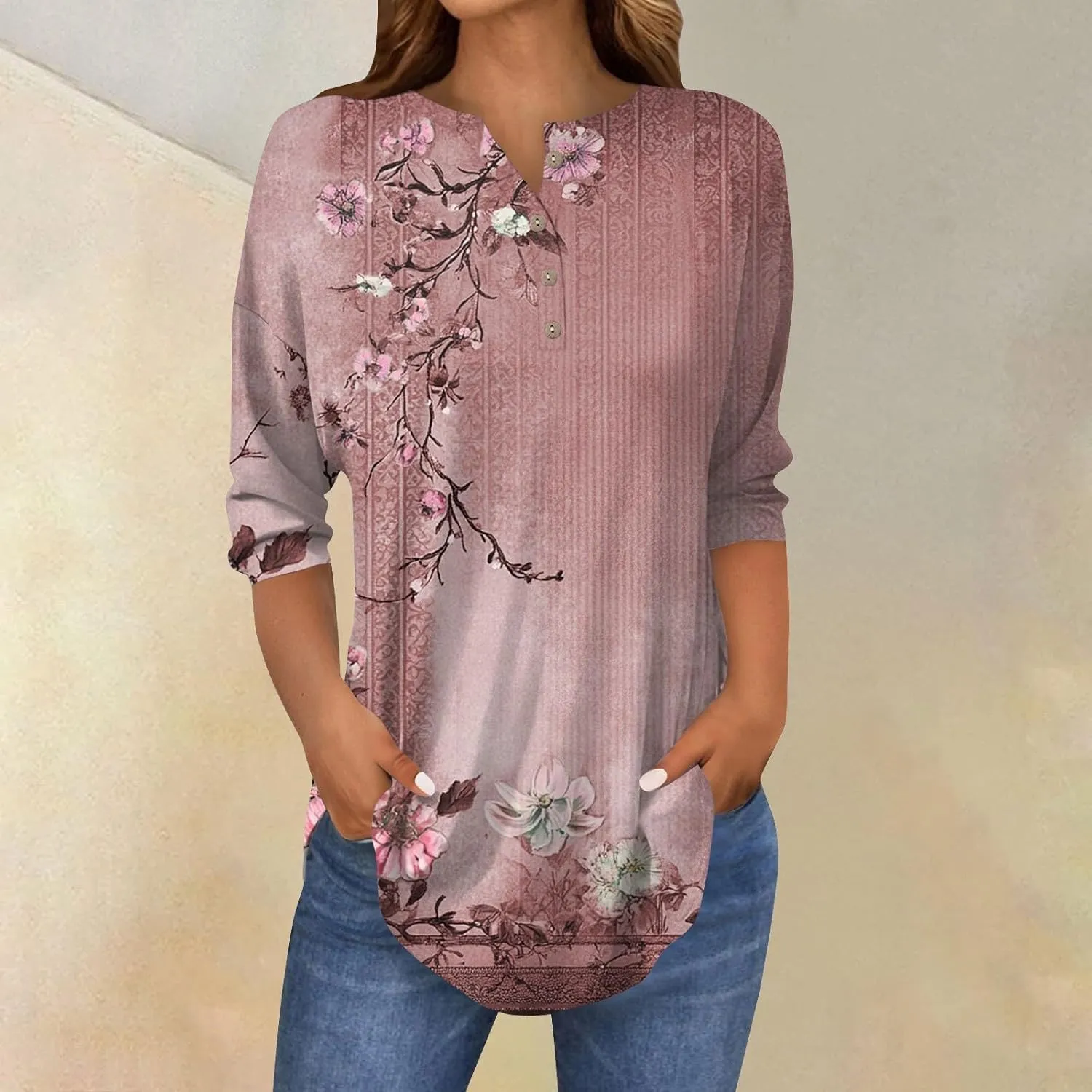 Women's Tops Work,3/4 Sleeve T Shirts for Women Womens 3/4 Sleeve T Shirts Sexy Womens 3/4 Sleeve Tops Going Out Fall Tees