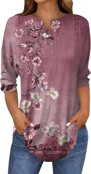 Women's Tops Work,3/4 Sleeve T Shirts for Women Womens 3/4 Sleeve T Shirts Sexy Womens 3/4 Sleeve Tops Going Out Fall Tees
