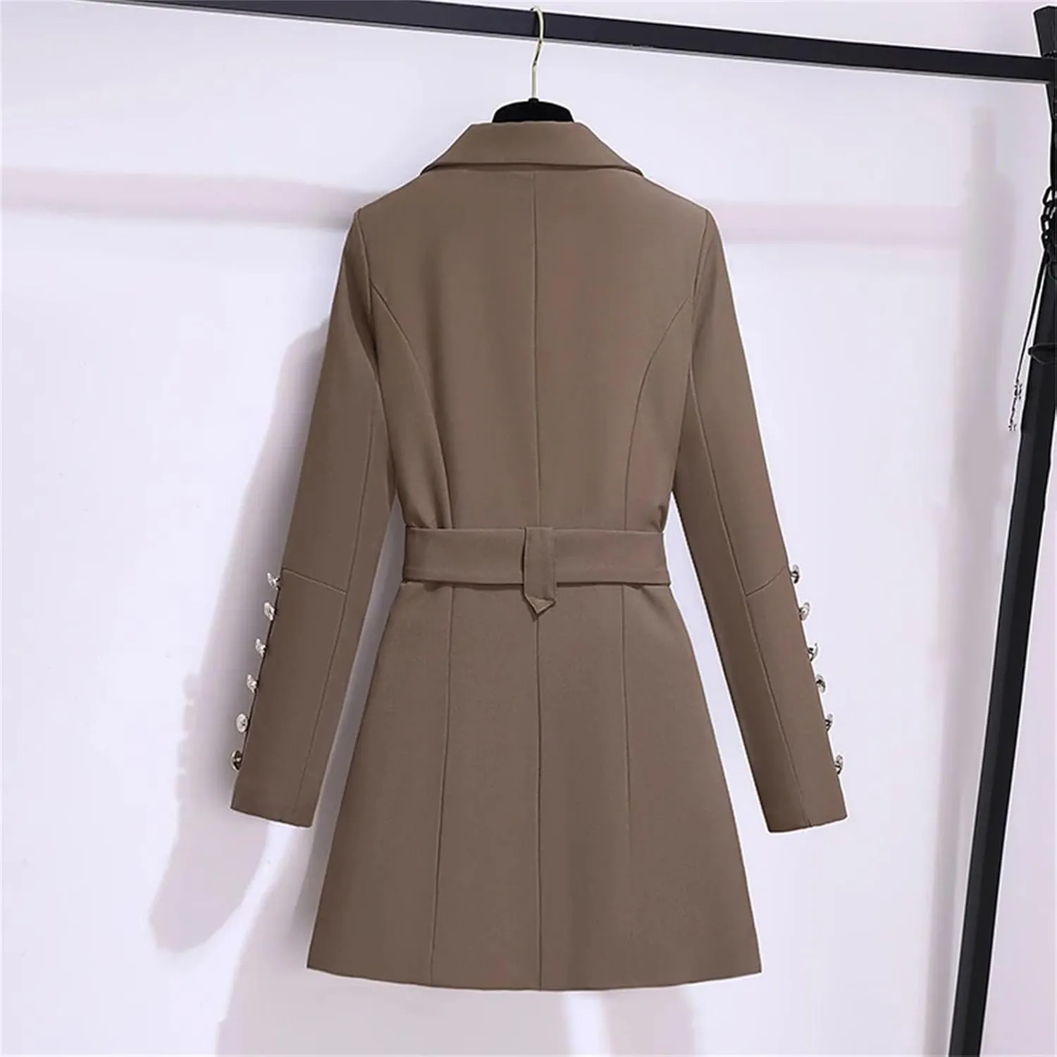 Women's Turn-down Slim Collar Suit Dress Jackets Tailored Coat Button Waistband Blazers
