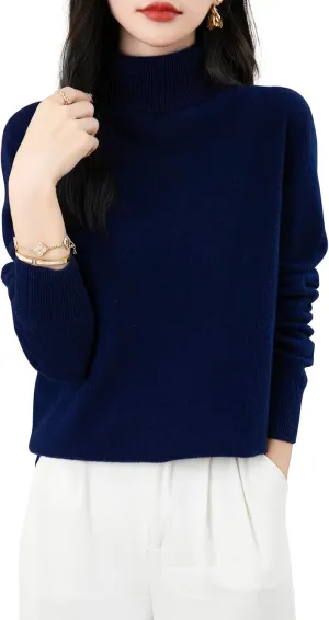 Women's Turtleneck 100% Merino Wool 2025 First-Line Ready to Wear Fall Winter Seamless Knit Pullover Sweater