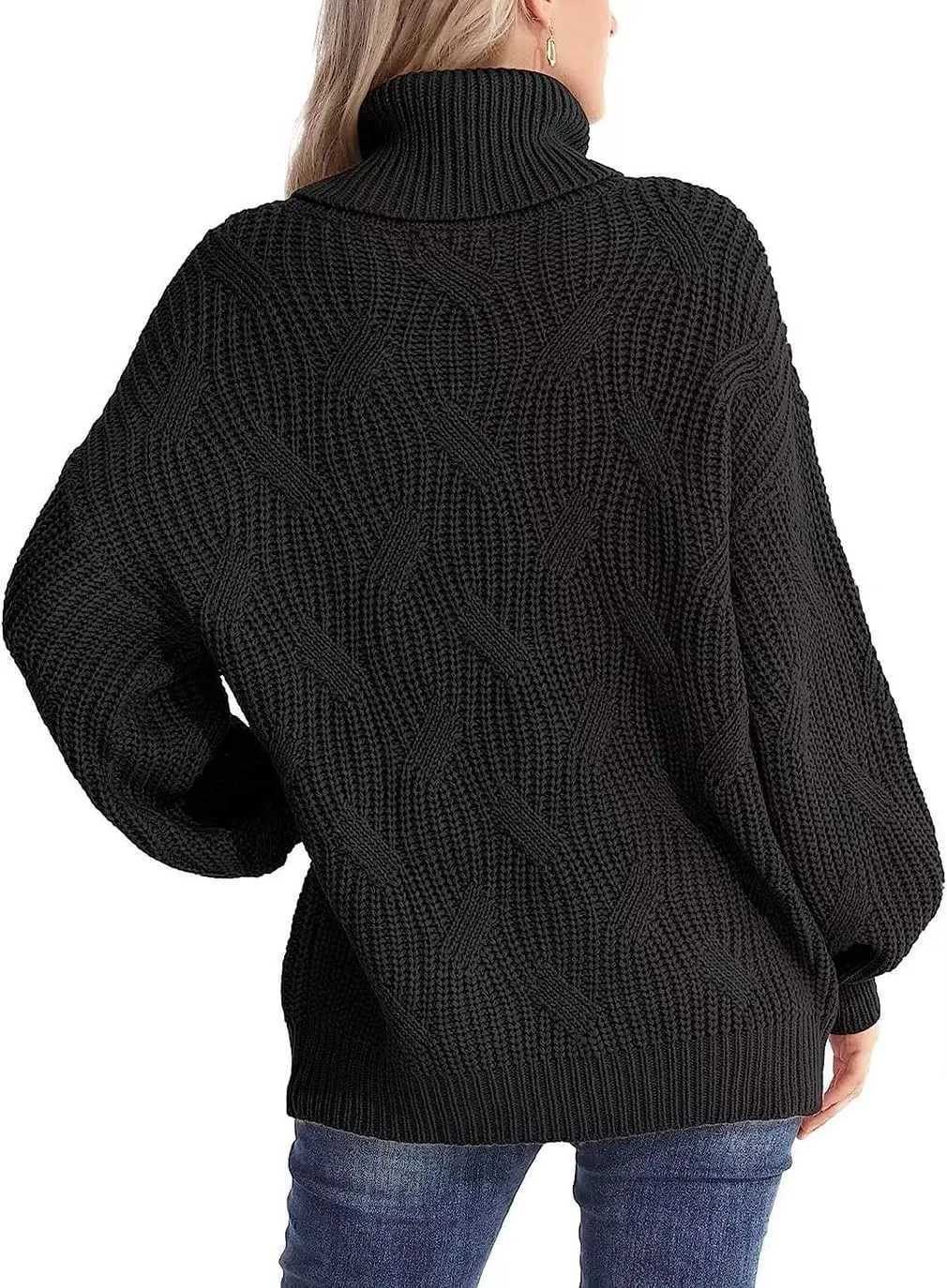 Women's Turtleneck Oversized Sweaters Knit Loose Oversized Pullover Sweater Top