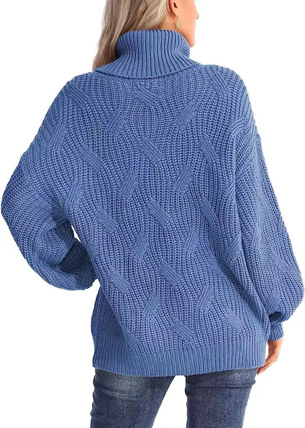 Women's Turtleneck Oversized Sweaters Knit Loose Oversized Pullover Sweater Top