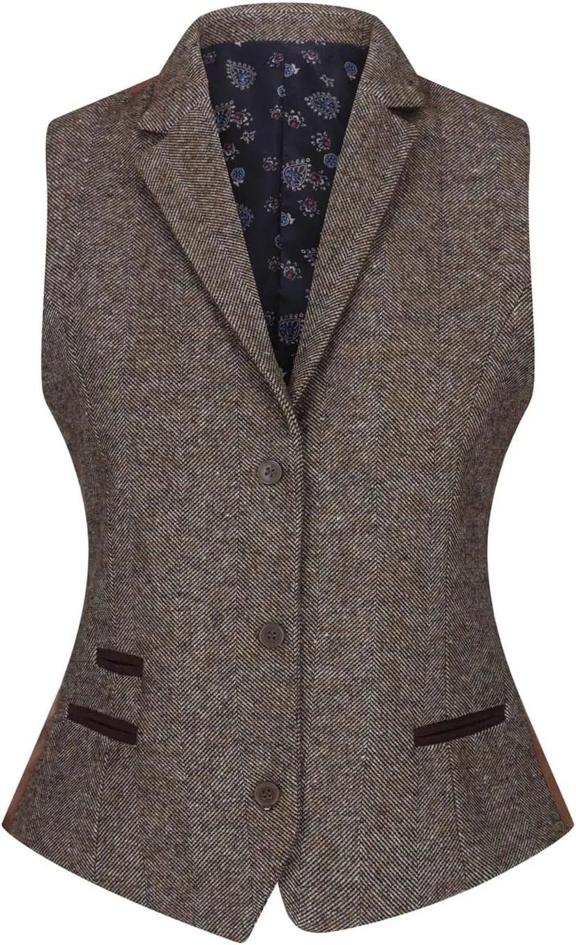Womens Tweed Trousers 1920s Vintage Blinders Tan Brown Herringbone Tailored Fit