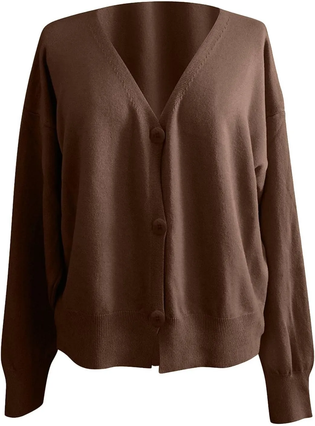 Women's V Neck Button Cardigans Long Sleeve Cable Knit Sweaters Lightweight Jackets Fall Fashion Outerwear Coat