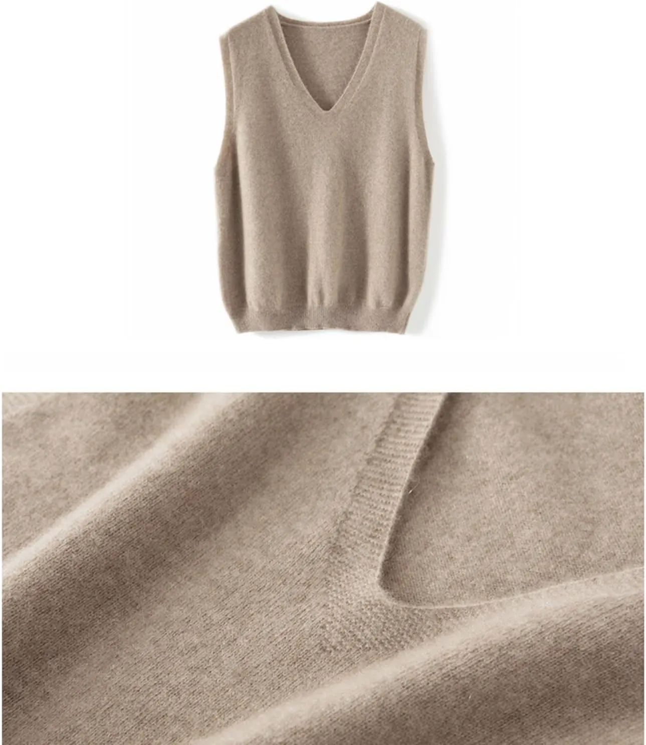 Women's V-Neck Knit Sweater Vest 100% Merino Wool Lightweight Sleeveless Pullover Basic Vest Short Tops