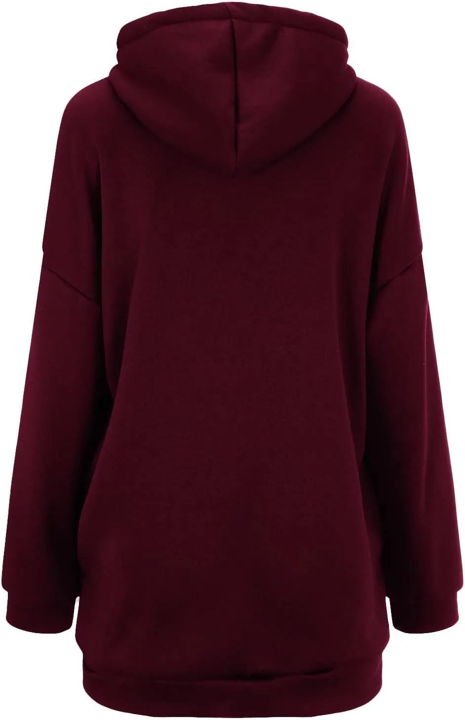 Women's Warm Hooded Coat Plus Size Zipper Fleece Sweatshirt Winter Solid Long Sleeve Baggy Mid-Length Jacket Pocket
