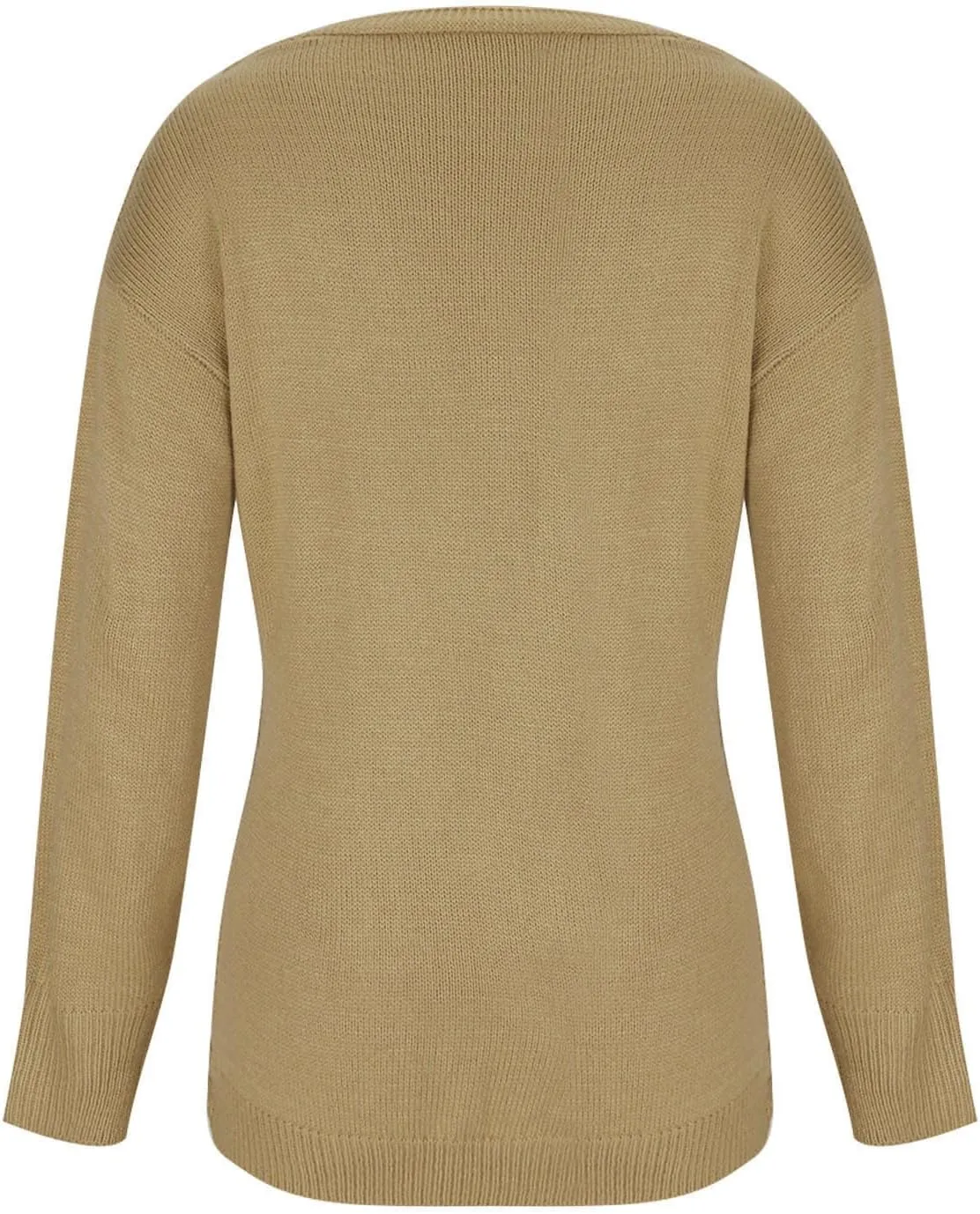 Women's Wrap Front Pullover Sweater Jumper V Neck Criss Cross Long Sleeve Asymmetrical Sweater Cable Knit Tops