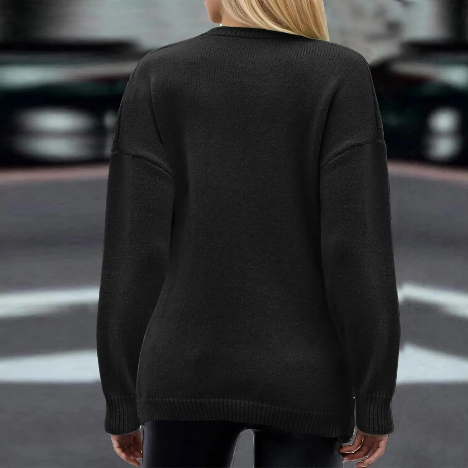 Women's Wrap Front Pullover Sweater Jumper V Neck Criss Cross Long Sleeve Asymmetrical Sweater Cable Knit Tops