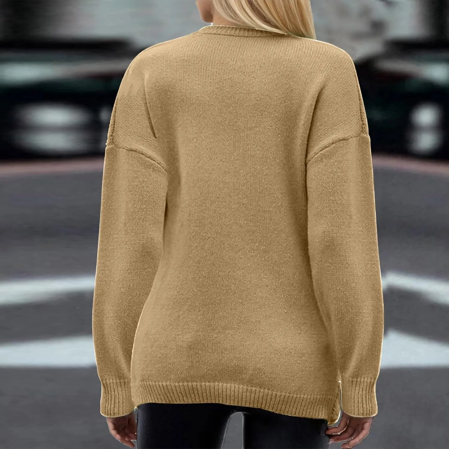 Women's Wrap Front Pullover Sweater Jumper V Neck Criss Cross Long Sleeve Asymmetrical Sweater Cable Knit Tops