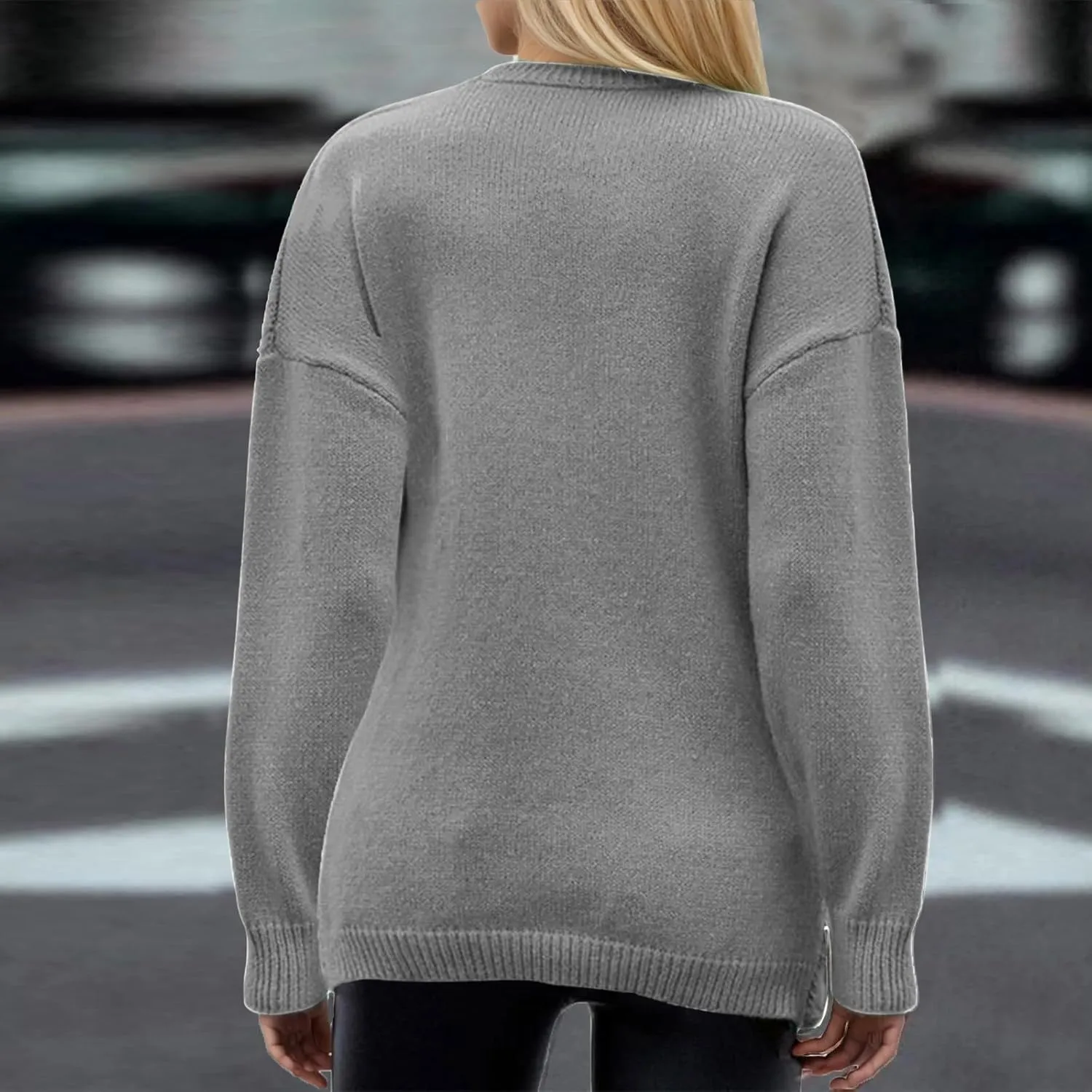 Women's Wrap Front Pullover Sweater Jumper V Neck Criss Cross Long Sleeve Asymmetrical Sweater Cable Knit Tops
