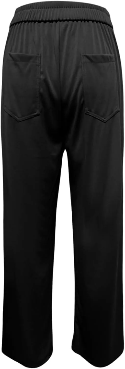 Work Pants for Women Fashion Straight Leg Loose Fit High Waisted Trousers Button Down Casual Comfort Pants with Pockets