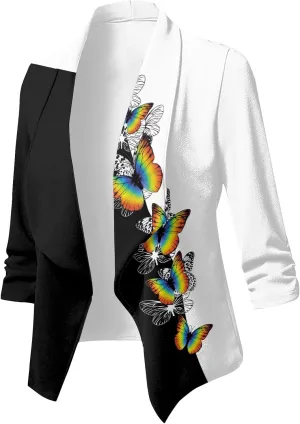Workout Tops for Women Floral Printed Open Front Cover Up Long Sleeve Comfy Dressy Jacket Resort Wear Cardigans