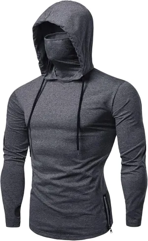 Ymosrh Mens Shirts with Hoodies Long Sleeve T Shirts Athletic Running Gym Workout Casual Hooded Tee Top Shirt, M-3XL