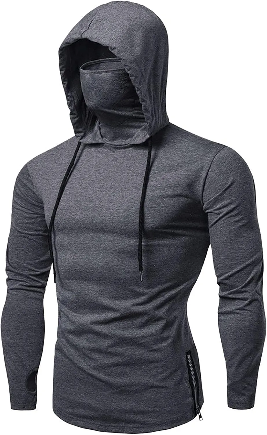 Ymosrh Mens Shirts with Hoodies Long Sleeve T Shirts Athletic Running Gym Workout Casual Hooded Tee Top Shirt, M-3XL