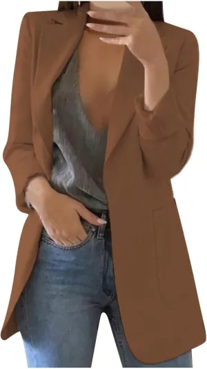 ZEFOTIM Blazers for Women Print Light Weight Trendy Trench Coats Ladies Work Professional Fashion Casual Jackets