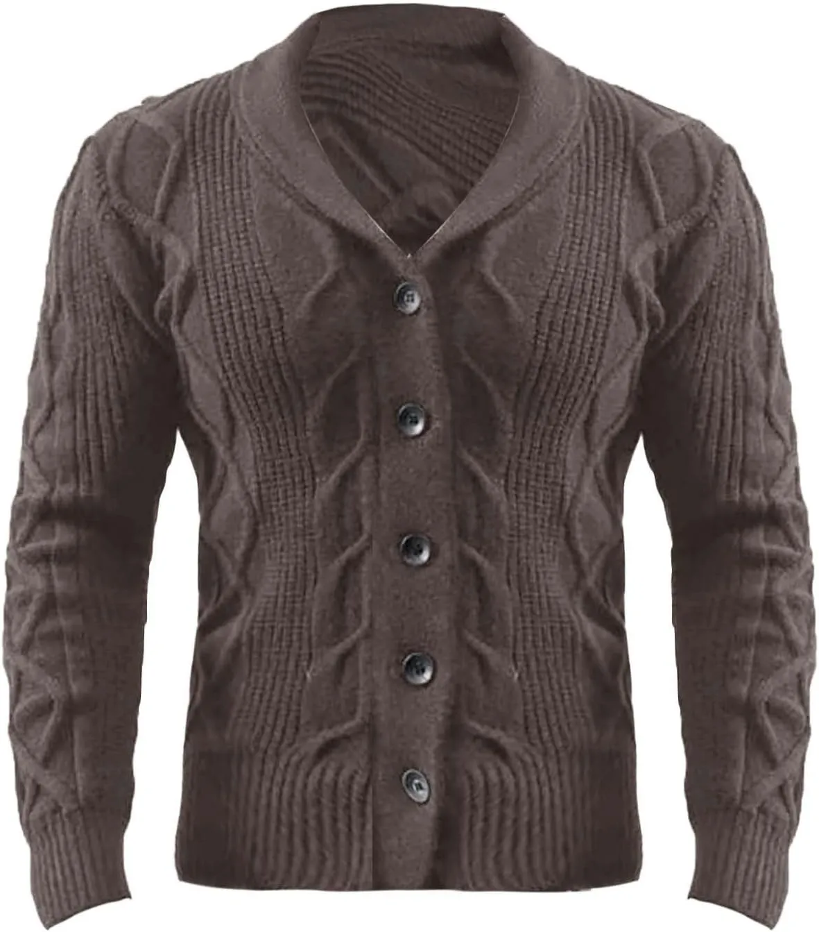 ZYXTIM Mens Cable Knit Cardigan Sweater Shawl Collar Button Chunky Warm Spring Jackets Fisherman Casual Cardigans Big&Tall